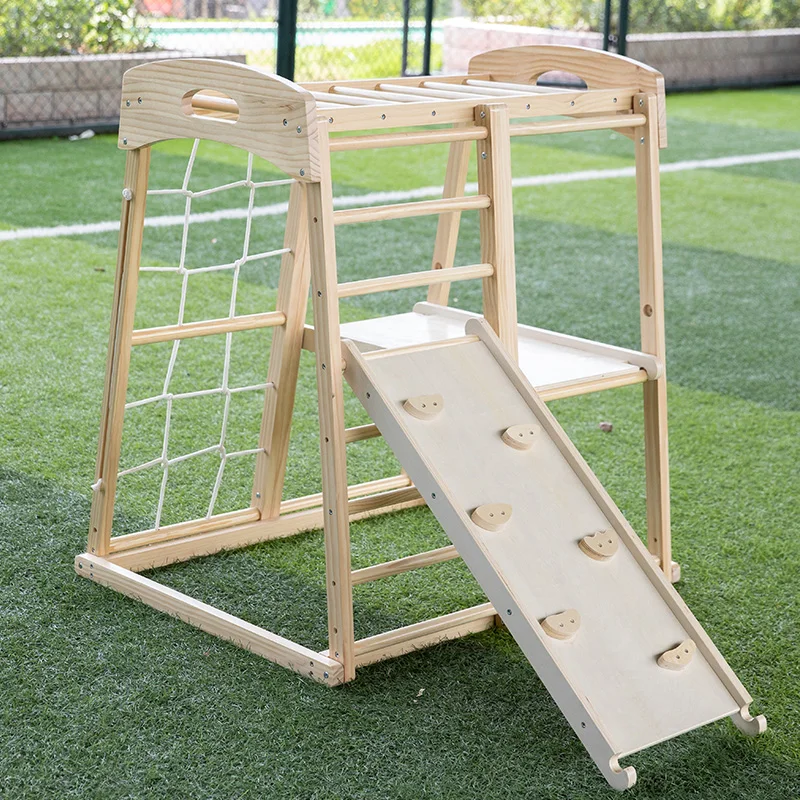 2023 New Outdoor Games Wooden Climbing Frame Playground Indoor