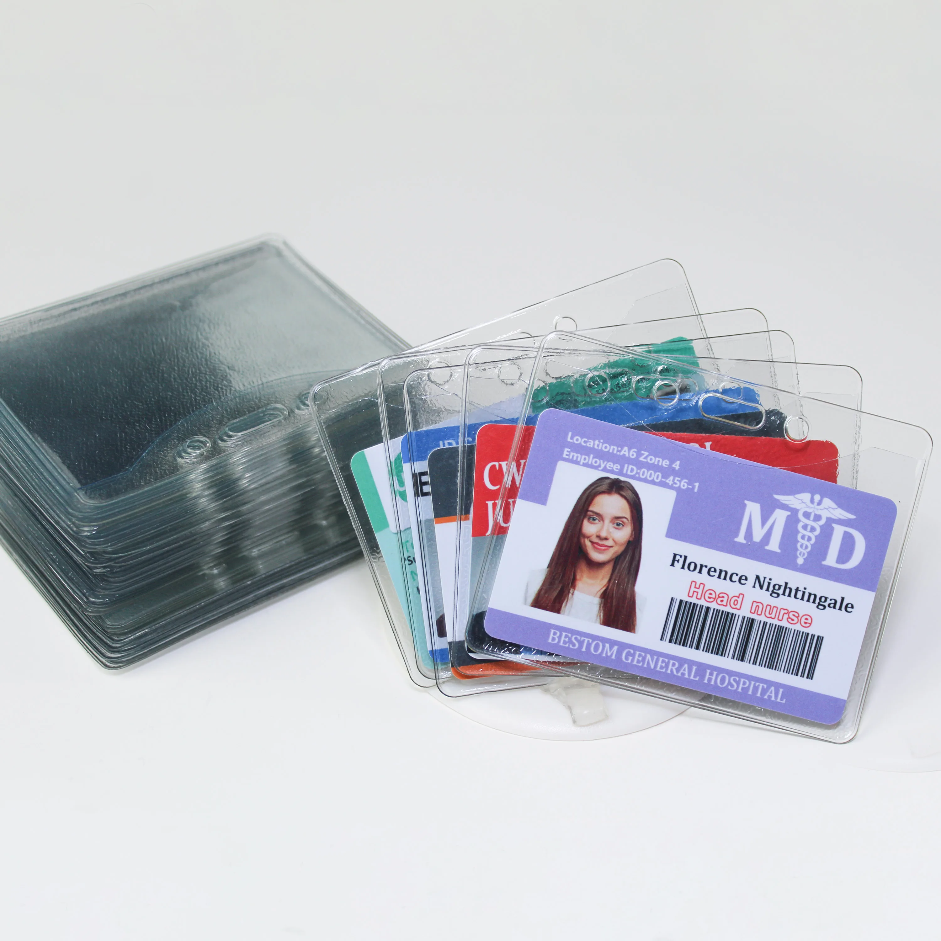 Bestom Clear Vinyl Plastic Business Card Holder Textured Horizontal Id