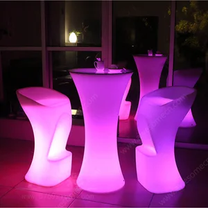 Modern Plastic Waterproof Rechargeable LED Slim Waist Colour-Changing  Home Bar Table for Hotel Use