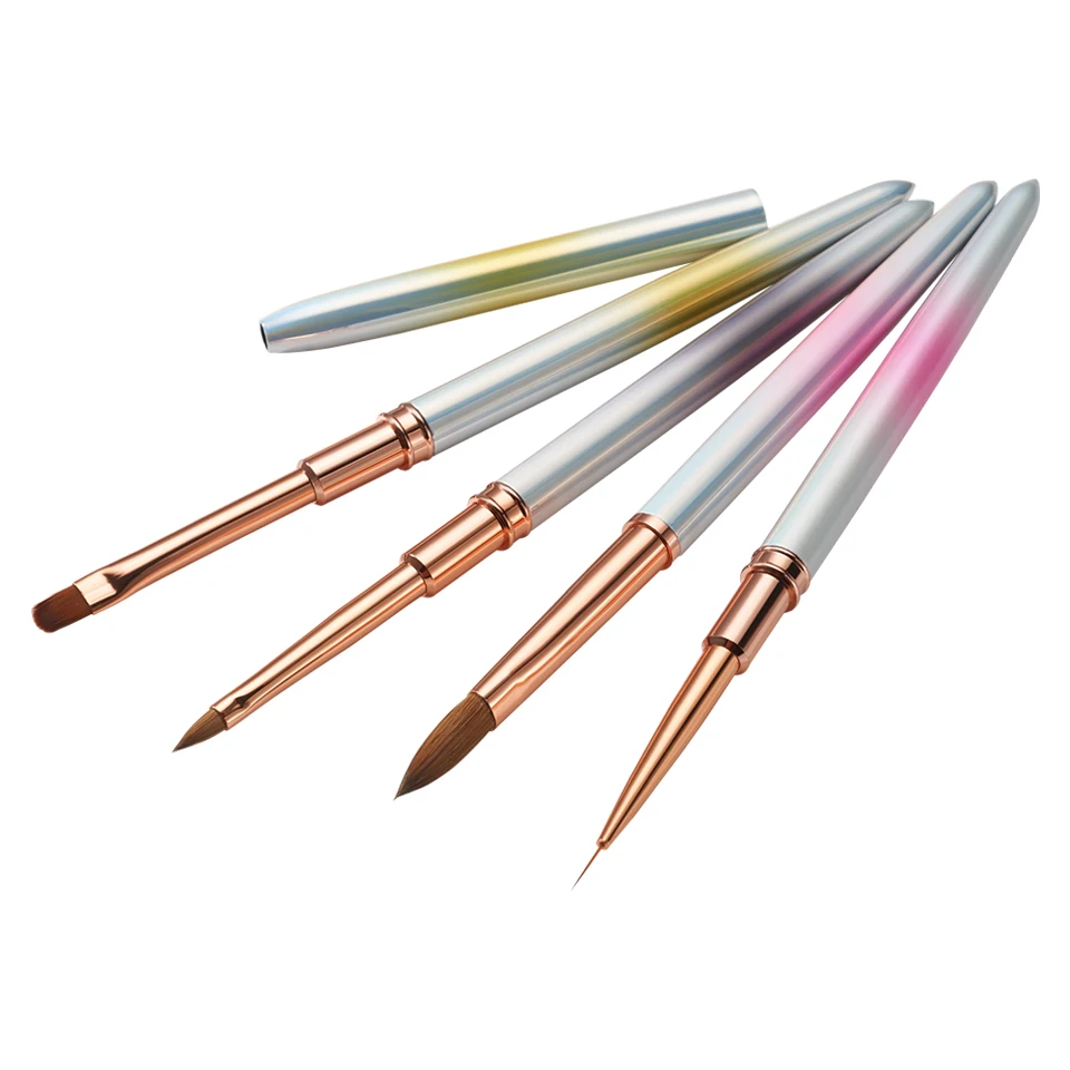 Private Label Oem Crystal Metal Handle Kolinsky Hair Custom Manicure