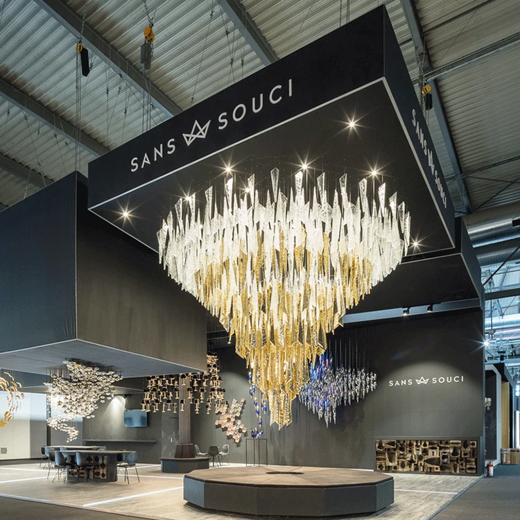 
 Новый дизайн, индивидуальная Большая Золотая Роскошная Современная хрустальная Потолочная люстра для ресторана и банкета  