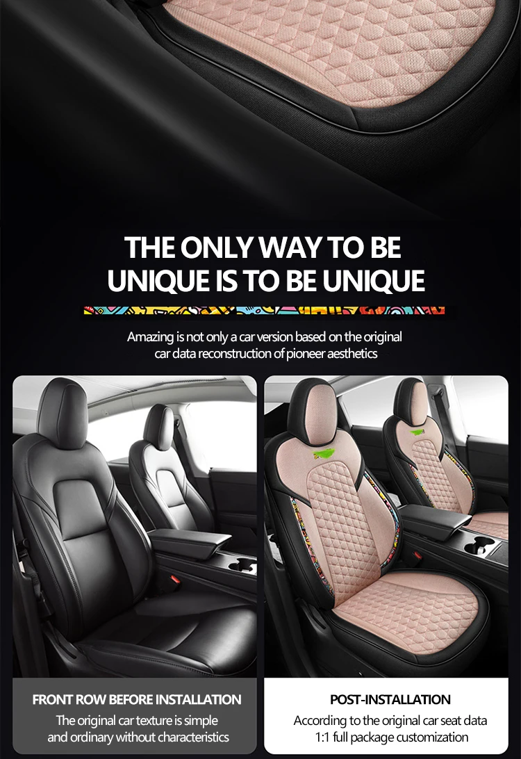 Leather Ice Silk Cloth Made Interior Accessories Cushion Car Seat Cover