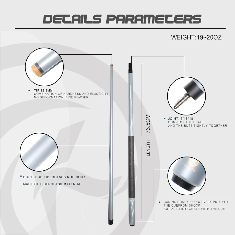 OKHEALING プロフェッショナルビリヤードキュー - ハイテクグラス