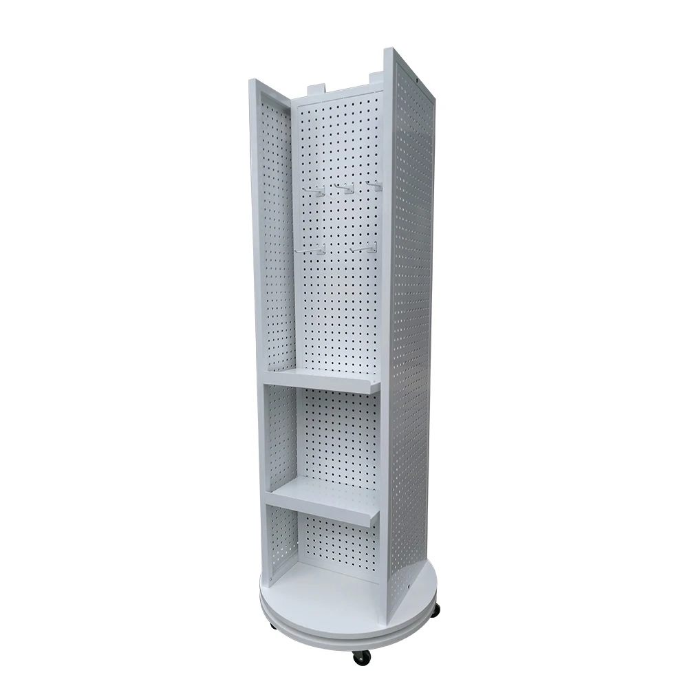 Hardware Shop Floor Standing Rotating  Pegboard Stand Hardware Product Display Rack Stand