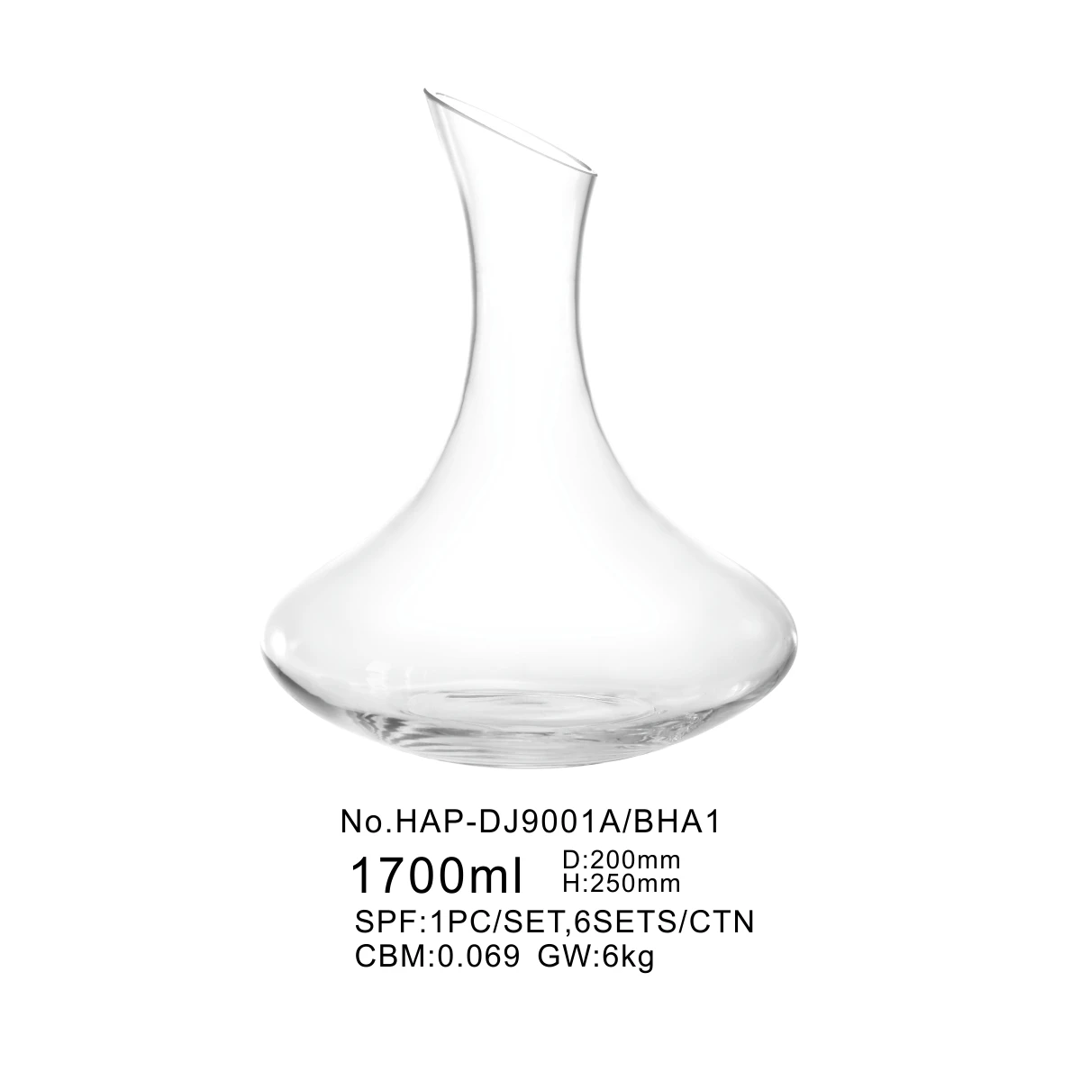 Wholesale 1700ml Oblique Mouth Round Wine Spin Decanter Wine Decanting