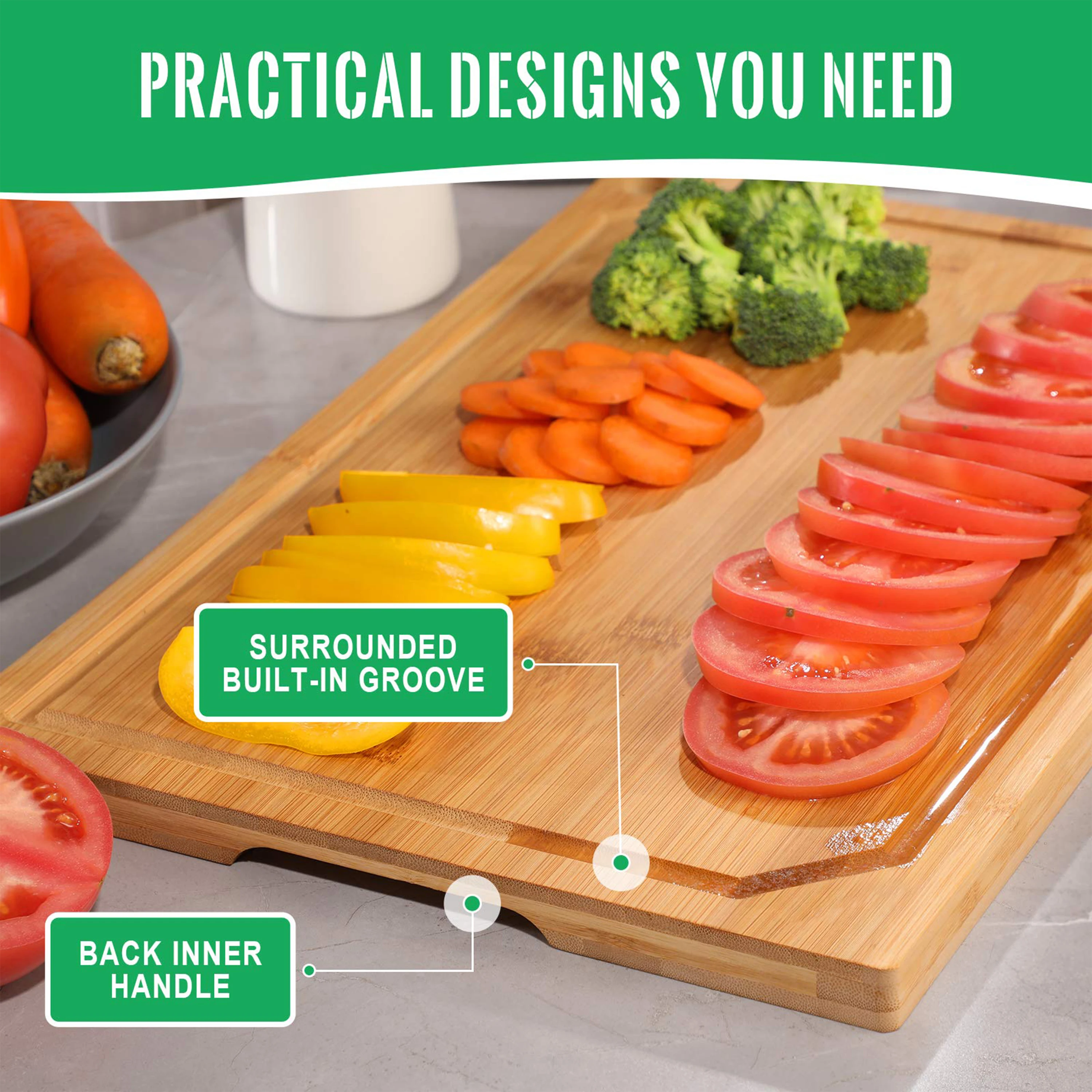 product zc customized durable bamboo chopping board with groove and built in handles kitchen cutting board-4