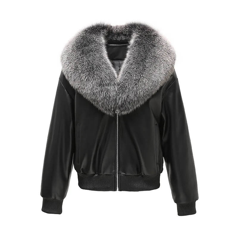 Genuine Sheepskin Shearling Jacket Winter Coat Women Leather Fur Coats 