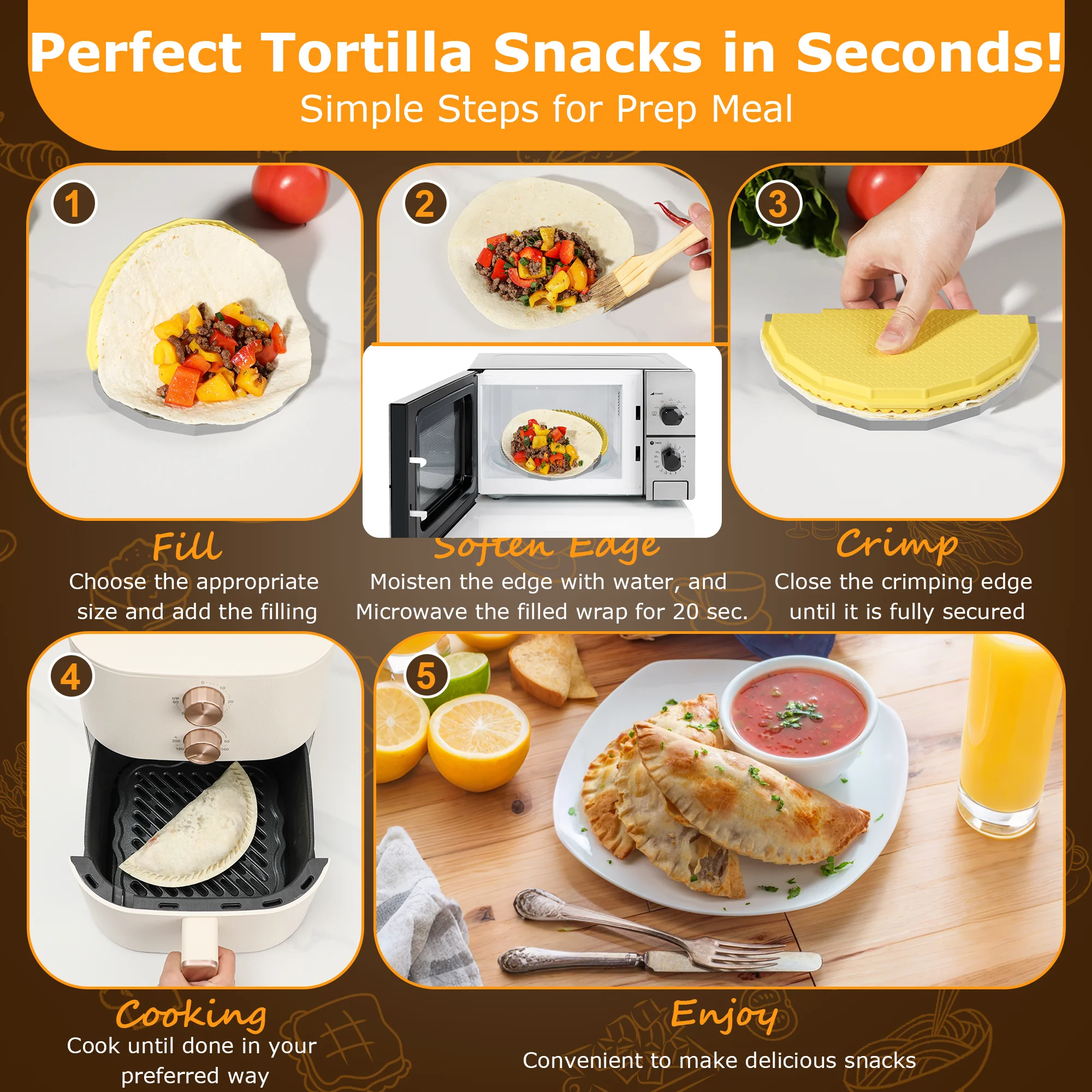 4-in-1 Tortilla Sealer Set for 4-10'' Pastries