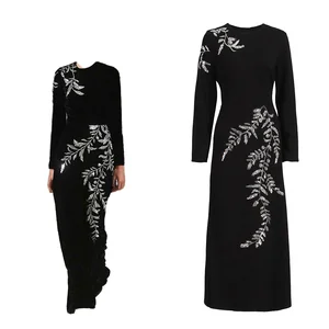 OUDINA 2026 Summer New Round Neck Beaded  Slim Elegant Evening Dresses Prom Dress