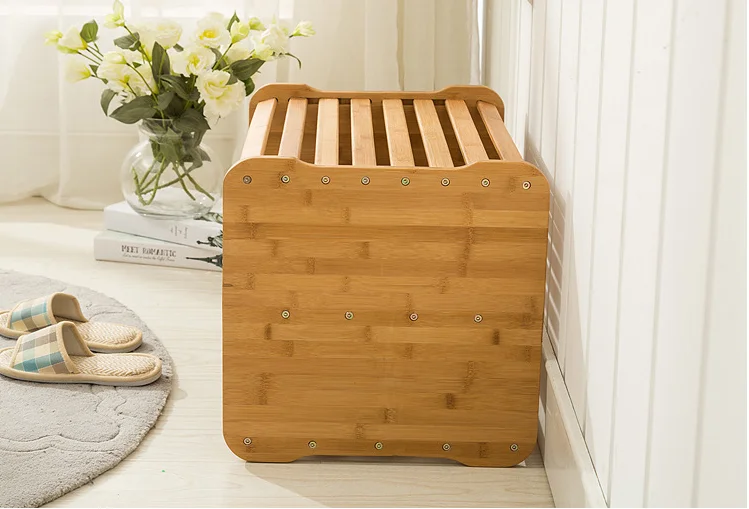 
Креативный роскошный бамбуковый 2 в 1 дизайнерский вход стоячий столик для чая с боковым концом органайзер для обуви стойка для хранения с сидячей скамейкой 