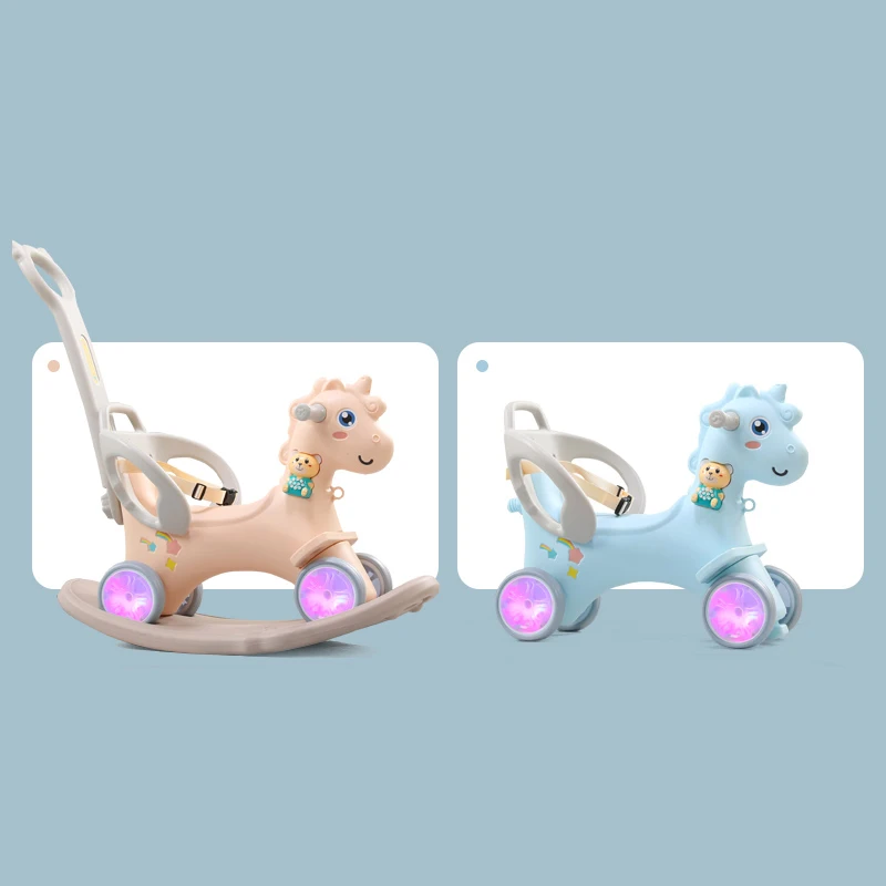 Updated Children Plastic 2 in 1 Baby Riding Toy Animal Rocking Horse for Kids