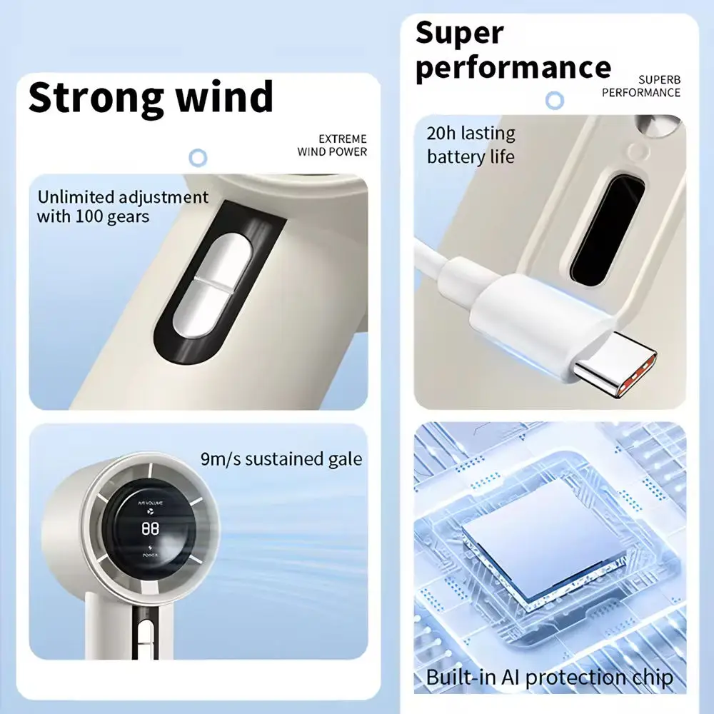 Electric Handheld Mini Fanoutdoor, 100-Speed, USB - detail 8