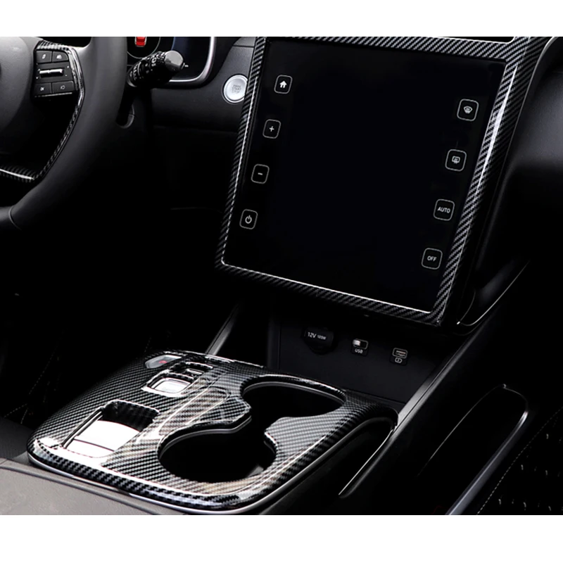 Carbon Fiber Car Interior Accessories For Hyundai Tucson Nx4 2021 2022 Car Gear Panel Cover Air