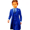 Ensemble veste, gilet et pantalon bleu roi