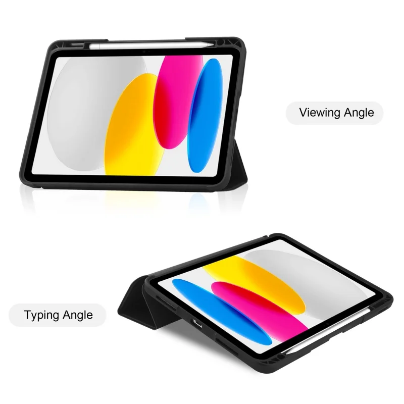 product wholesale oem premium pu leather tri fold stand smart cover for ipad air 11 auto wake sleep book style folio case with pen slot-3