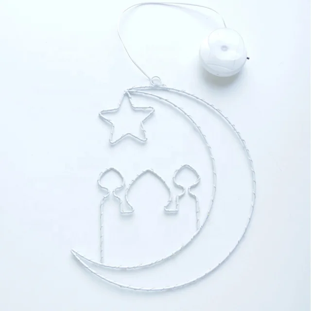 High Quality Ramadan Decorations Eid Mubarak Decorations Window Lights USB Battery Eid Lslamic Church Moon Star Lights