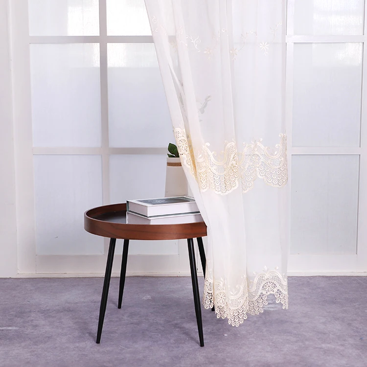 Home deco embroidery fabric for door curtain sheers mesh embroidery curtains