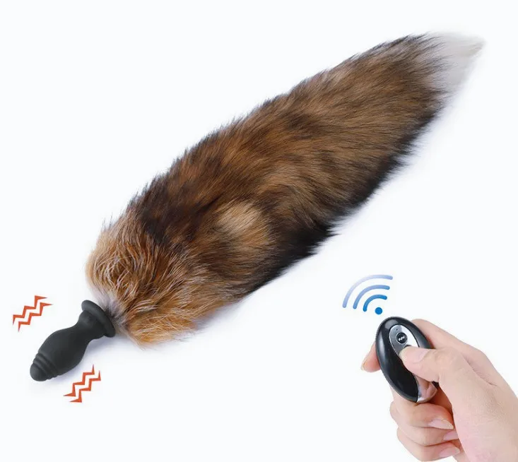halloween anal plug Halloween Party Role Play Accessories Silicone Vibrating Butt Plug Tail  with Swinging Detachable Fox Plush Anal Tail for Women