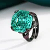 adjustable size Black gold Parra green ring