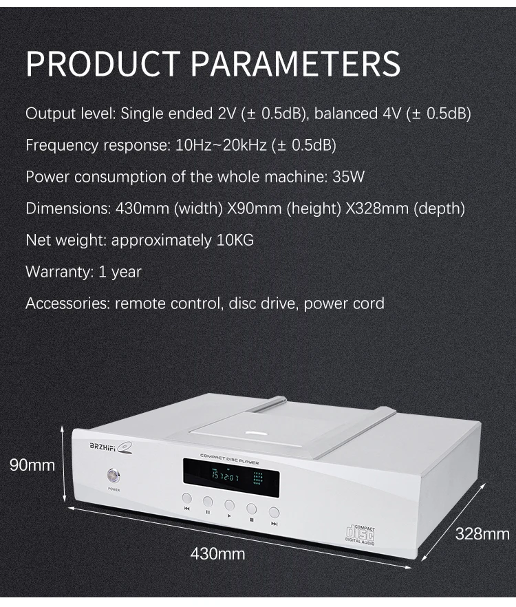 BRZHIFI CD100 fever CD machine push cover balanced output player decode digital output manufacture