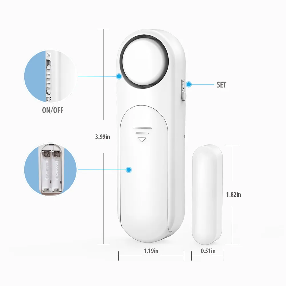 Wireless Door Chime Alarms Window Door Alarm Sensors - 120DB Home Security Alarms For Kids Safety (8 Pack) Alarma Para Puertas De Casa - View #14