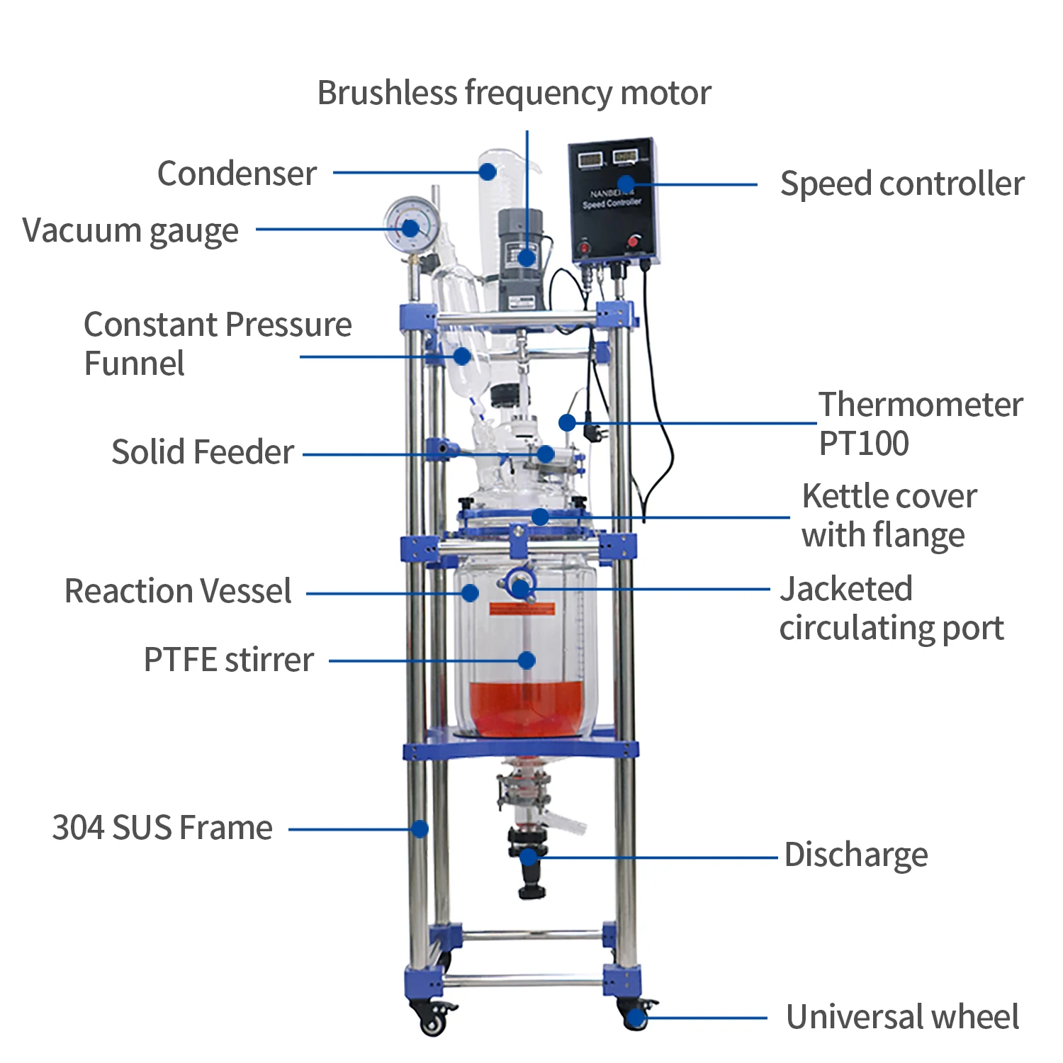 Chemical machinery pilot plant jacketed vessel 10 litre 25l glass biodiesel reactor prices