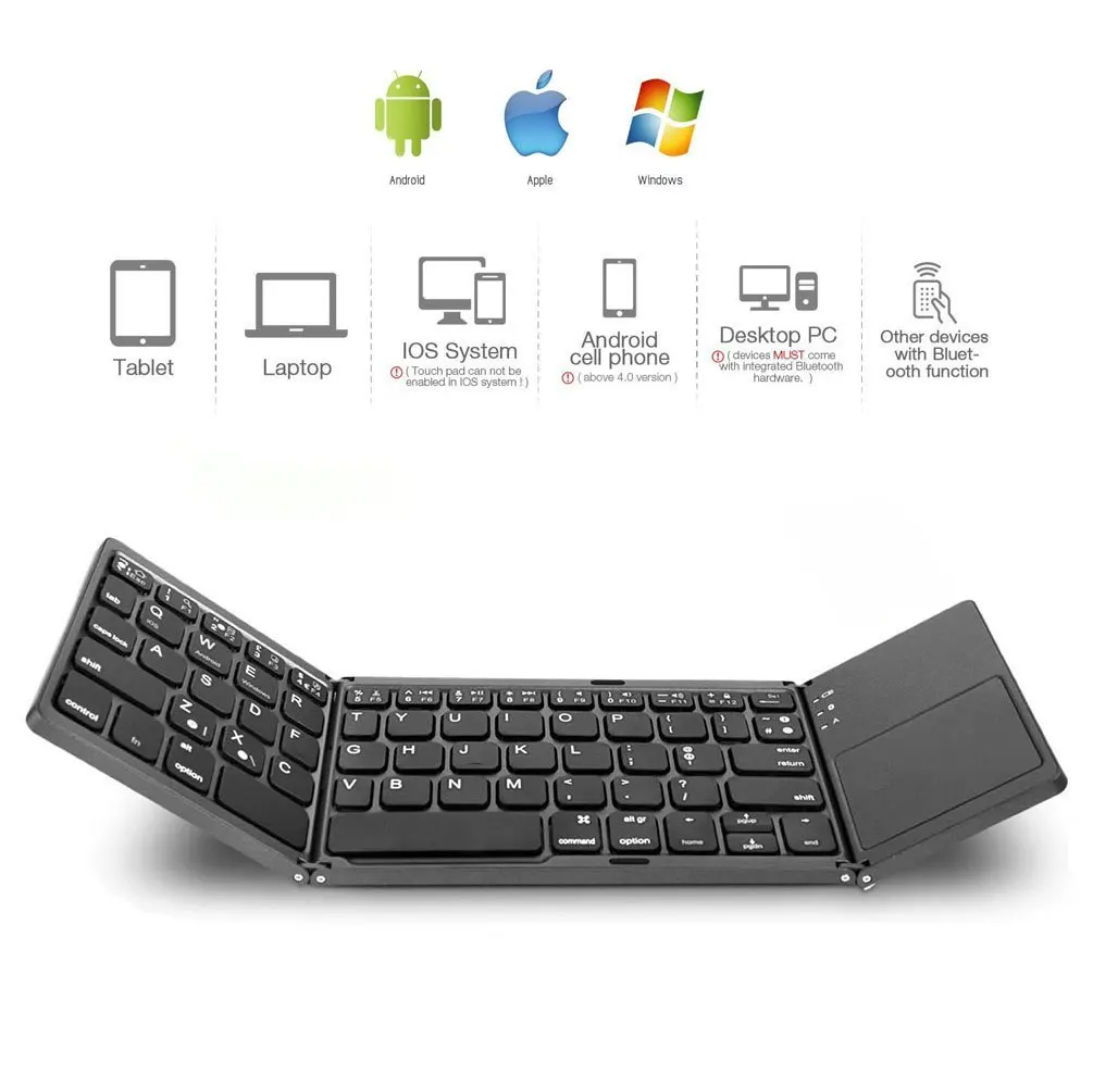 Mini Clavier Bluetooth Pliable - Modèle B033 - Compatible Windows/Android/iOS - AZERTY Anglais