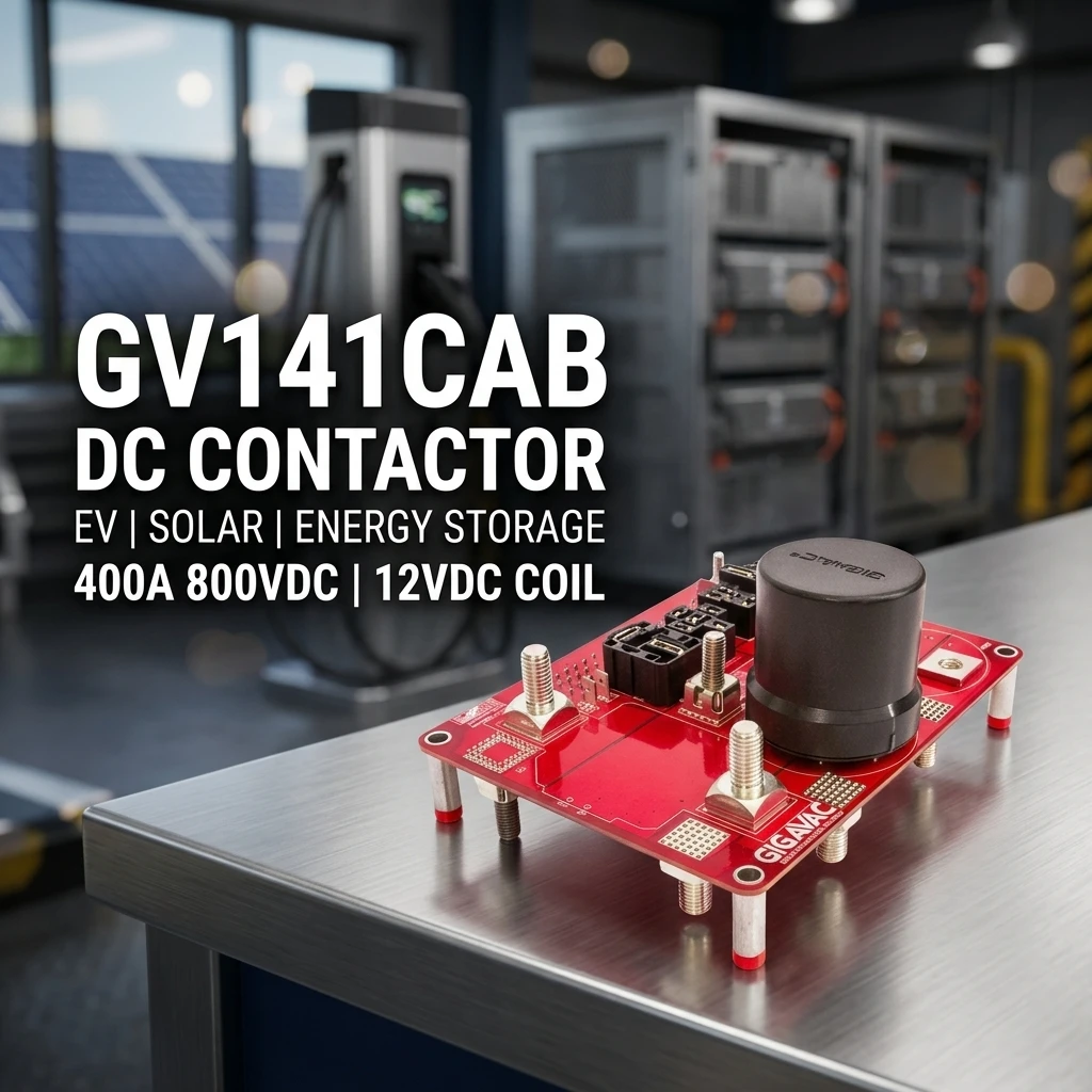 คอนแทคเตอร์กำลังแบบเรือนครอบปิด GV141CAB สำหรับ Sensata-Gigavac 400A, 24VDC, 100VDC แบบกำหนดค่าตามค่าปกติ พร้อมการสลับทิศทางสองทางสำหรับพลังงานแสงอาทิตย์