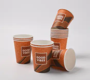 Eco-Friendly Bubble Tea Paper Cups 8oz Disposable Paper Cups For Hot Coffee 100% Biodegradable Paper Cup With Lids