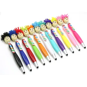 Hot Selling Cute Kawaii Cartoon Character Pen with Hair Funny Comic and  Mop Top Stylus Ball Pens for Promotional
