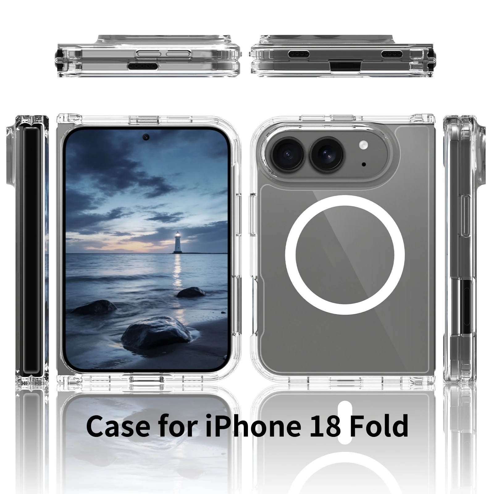Laudtec Hard Pc Clear Phone Cases Shockproof Mobile Case Strong Magnetic Lightweight Custom Logo Oem for Iphone 18 Fold Sjk1119