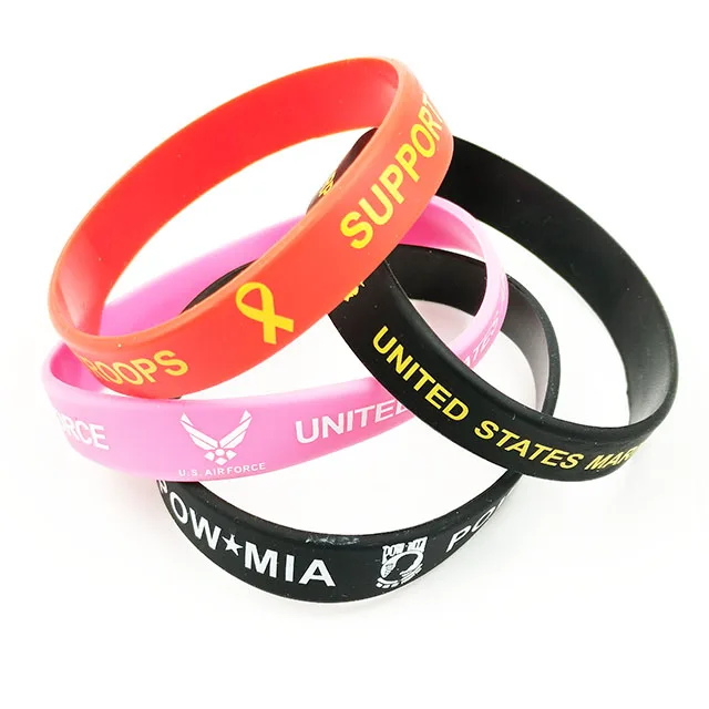 High quality silicone bracelet/wristband custom  printed desgin fashionable for outer sports or promtion rubber wristband