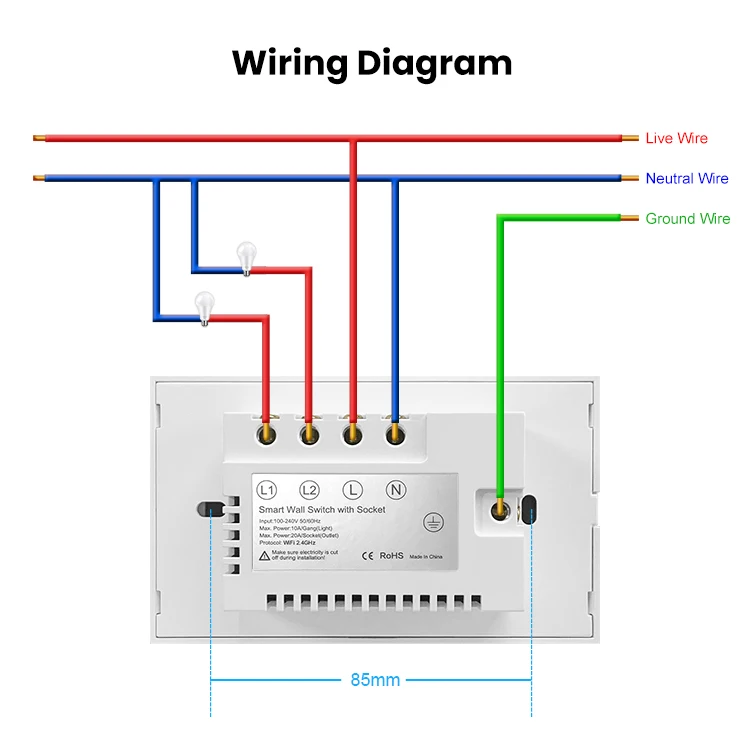 Tuya Wifi Smart Plug 2 Gang Smart Home Wall Light Switch Avatto Israel