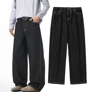 Spring and Summer Loose Vintage Casual Trousers Straight Leg Slightly Wide-leg Jeans for Men