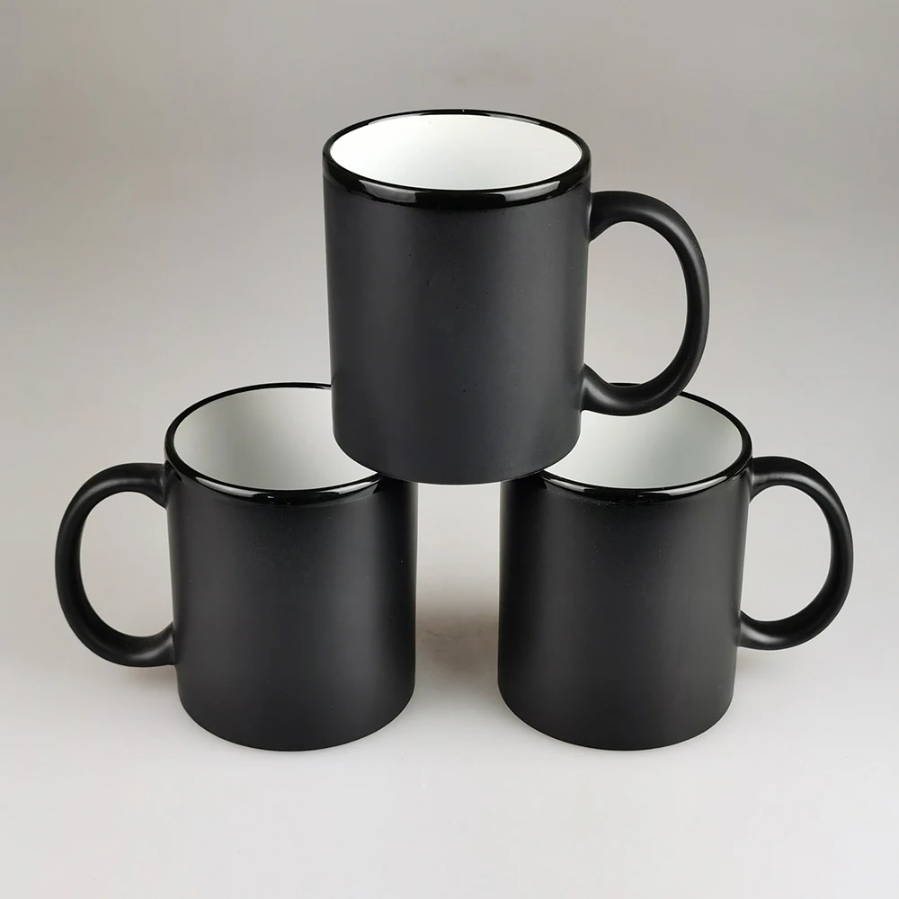 Creative Custom Blackboard Memo Message Writable Ceramic Chalk A Coffee Mug Childrens' Gift Matte Black Cup 11Oz