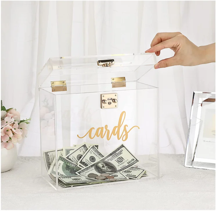 Bespoke clear Acrylic Wedding Card Box with Lock Large Envelop Box Gift ...