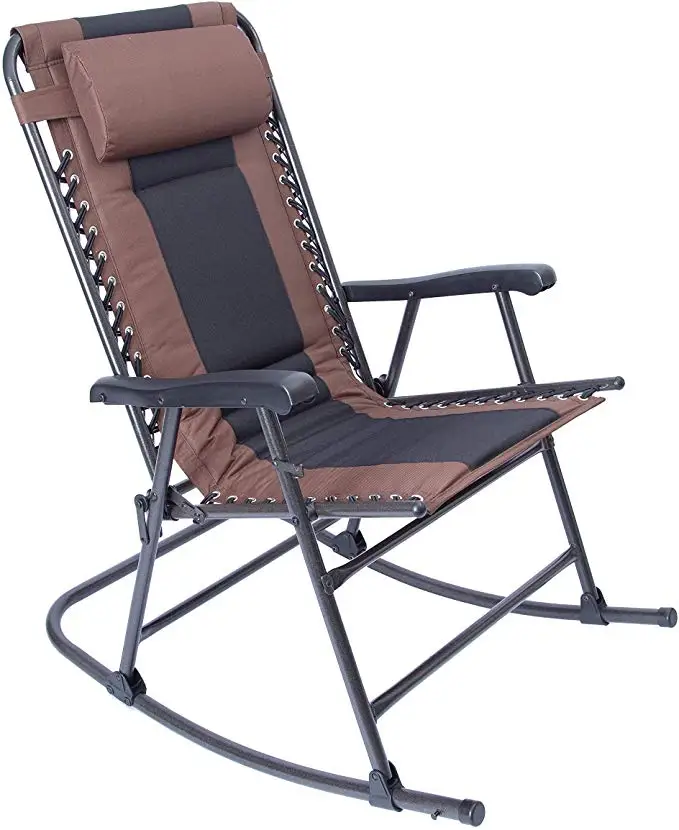 Goplus Folding Rocking Chair, Zero Gravity Rocking Beach Camping Chair