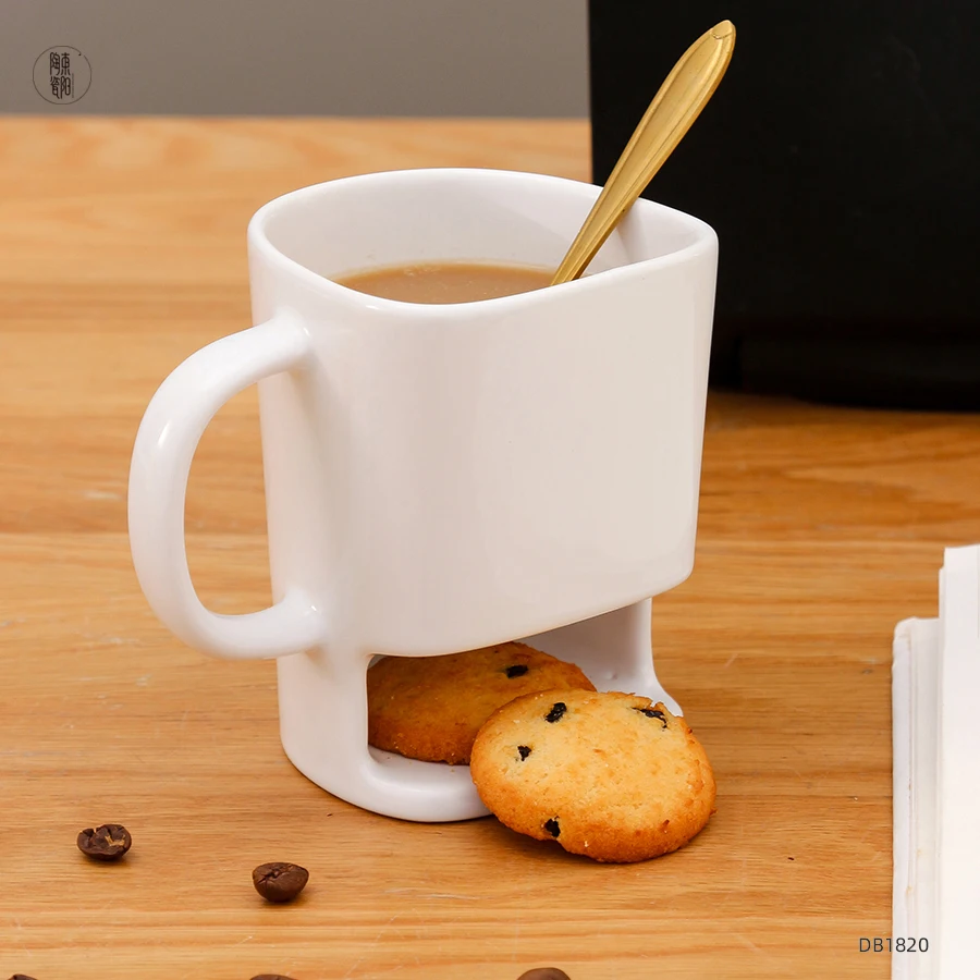 Custom Logo Ceramic Coffee Tea Milk Dessert Mug Plain White Cookie Cup