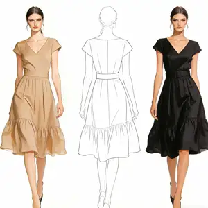 Small MOQ Custom Sweet Mandarin Collar off Shoulder Dress-Summer Factory Plus Size Multiple Fabrics Short Lead Time