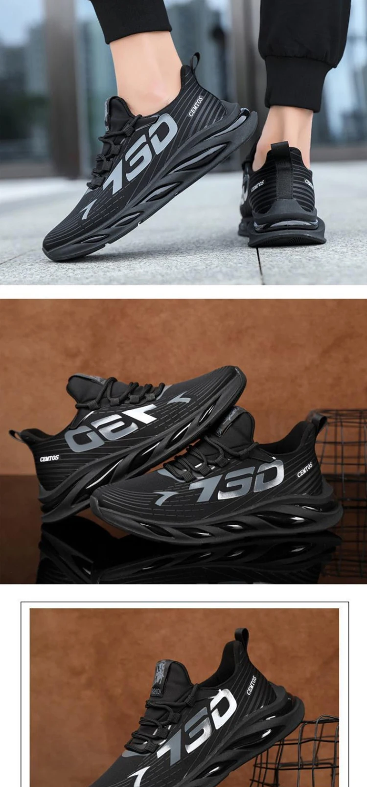 Most Popular Laceup Breathable Mesh Running Black Sneakers Wholesale