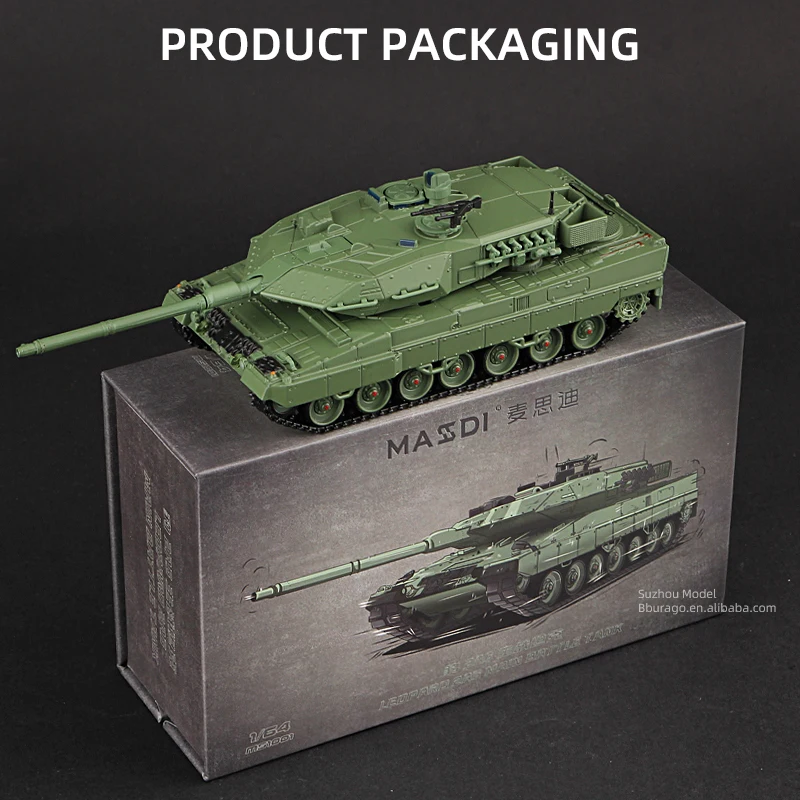 Massdi 1:64 Leopard 2A6 Alloy Car Model - Collectible Tank Toy