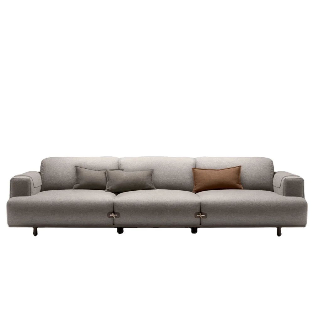 スカンジナビアデザイン4人掛けリネンファブリックソファノルディック