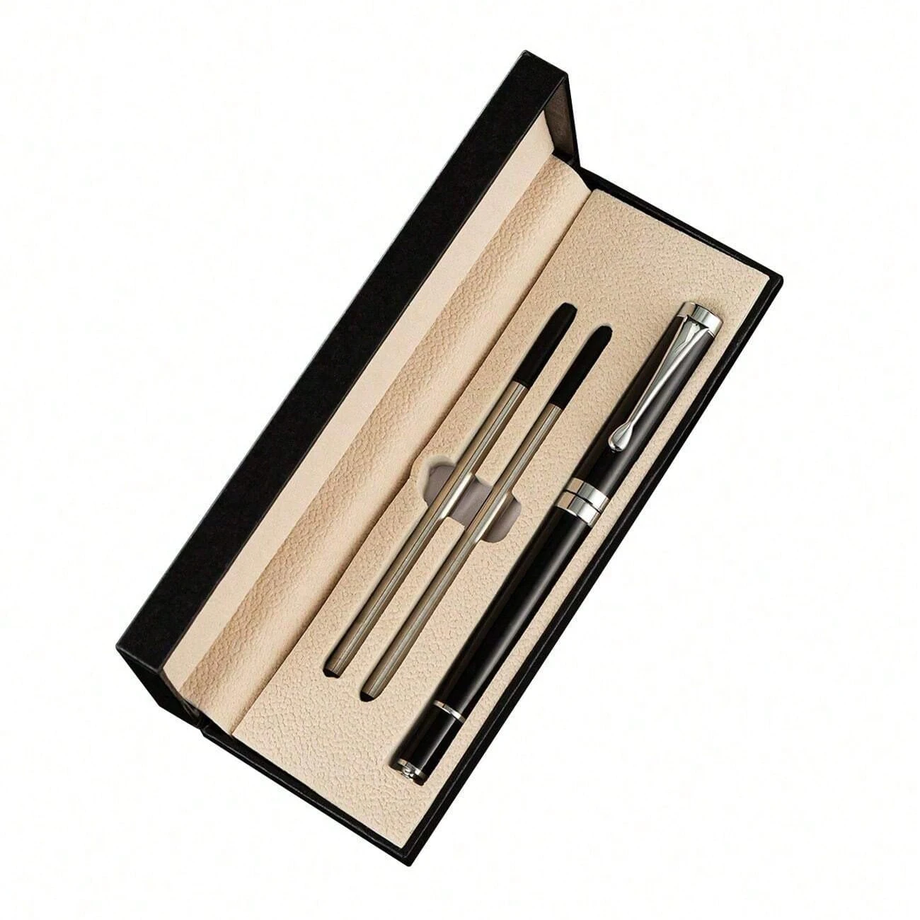 High Quality Metal Roller Pen Set Roller Tip Black and Gold Boss Signature Pens with Extra Ink Refills