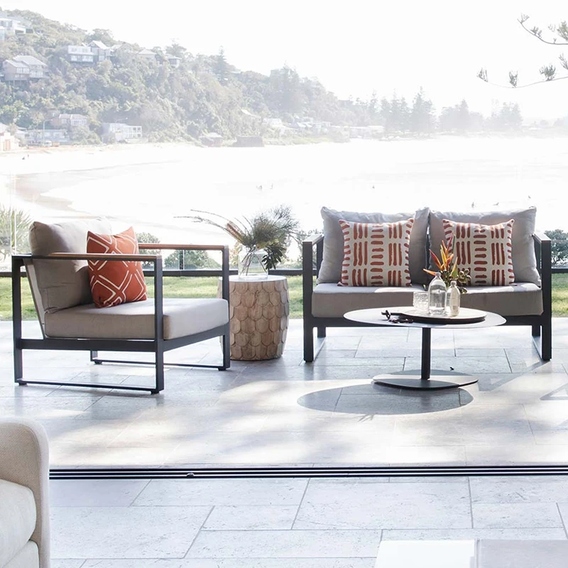 2021 новый современный садовый комплект сидений из тикового дерева под заказ Водонепроницаемая мебель из алюминиевого сплава