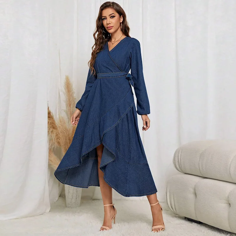 Y218515 Empire Waist A-line Denim Dress For Women  Oem