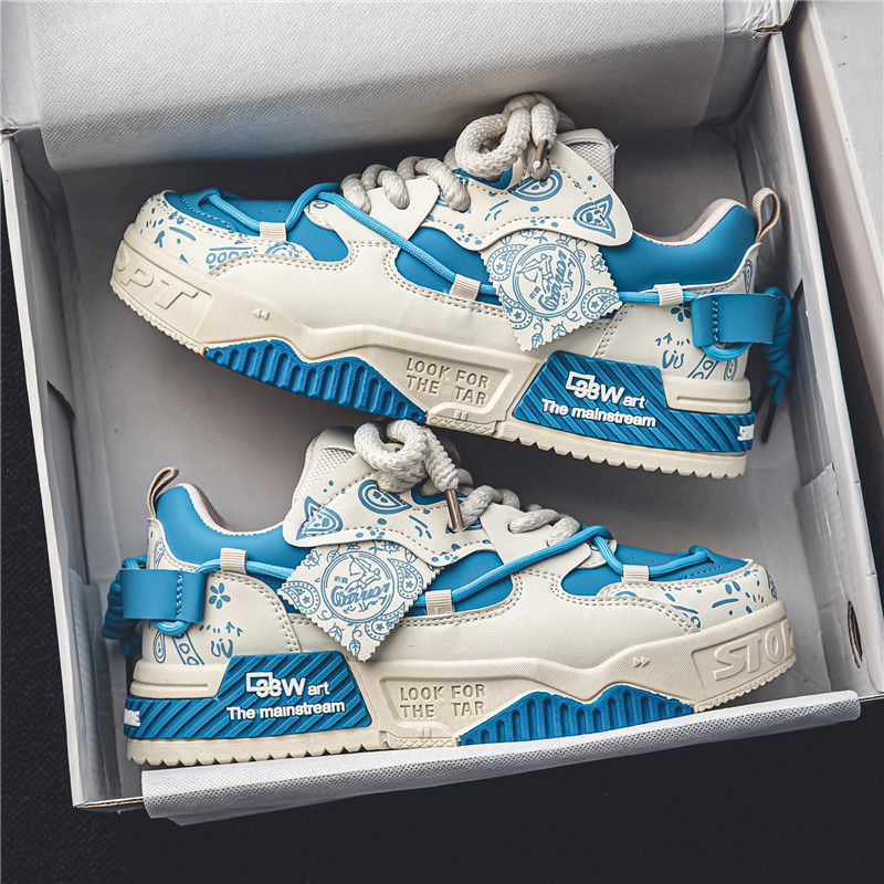 White Leather Low-Top Sneakers with Blue Graffiti Detail Balenciaga Men main image 2