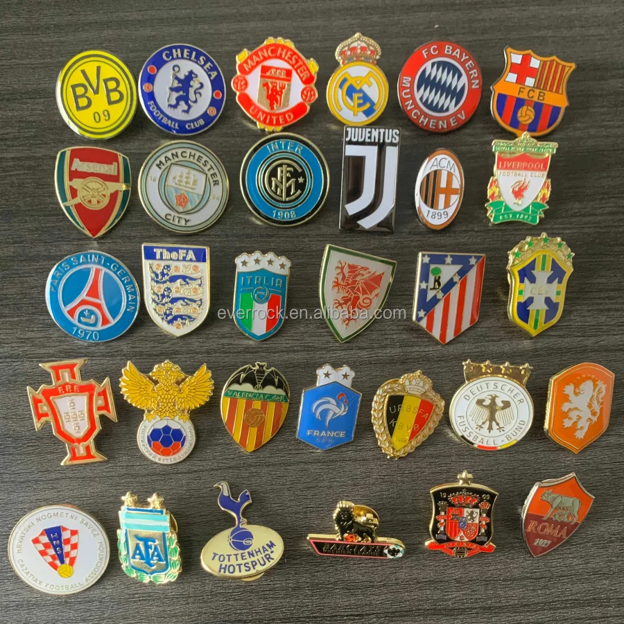 Wholesale European's Football Club Enamel Lapel Pins Metal Pin Football ...