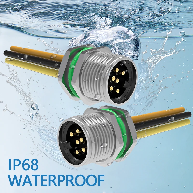 7/8 aviation plug 3 4pin 5hole 6pin waterproof Watertight connector IP68 assembled Metal 7/8 power connector Male connectors