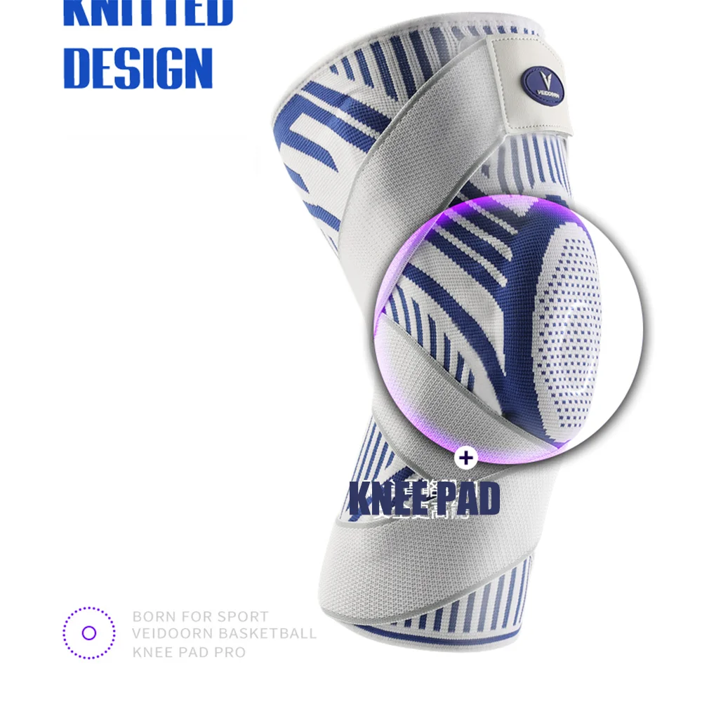 High Quality Customized Compression Basketball Knee Support Running Knee Sleeve With Straps
