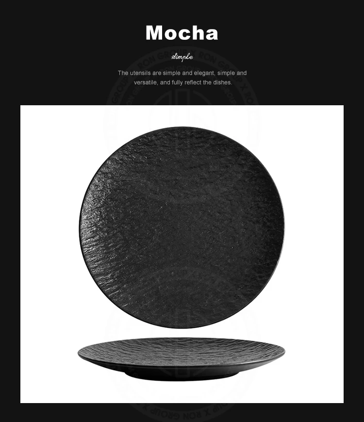 Ceramics dinnerware supplier unique modern luxury restaurant matte black dinnerware